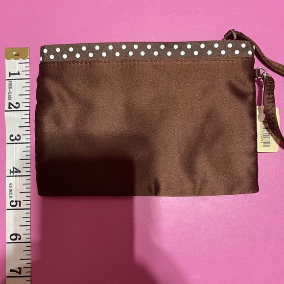 Henri Bendel For Bath & Body Works Brown Satin Make Up Cosmetic Bag Clut… - Picture 2 of 5